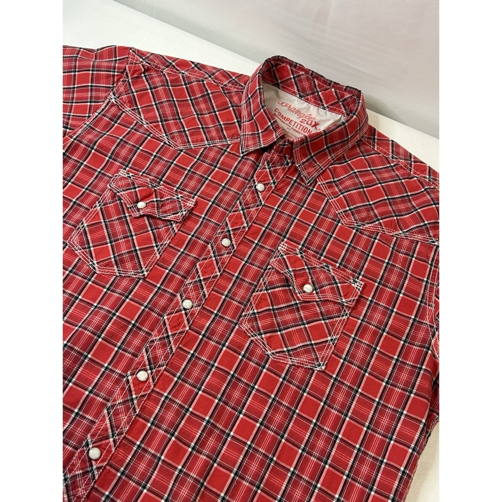 Wrangler 20X Competition Advanced Comfort Mens XL Red Plaid Western Snap Shirt